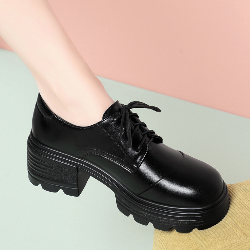 Leather Work Oxfords - 6cm Retro Breathable Comfortable Thick Bottom
