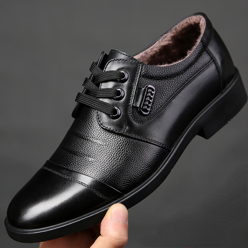 Leather Work Oxfords - Winter Men Genuine Leather Formal Business