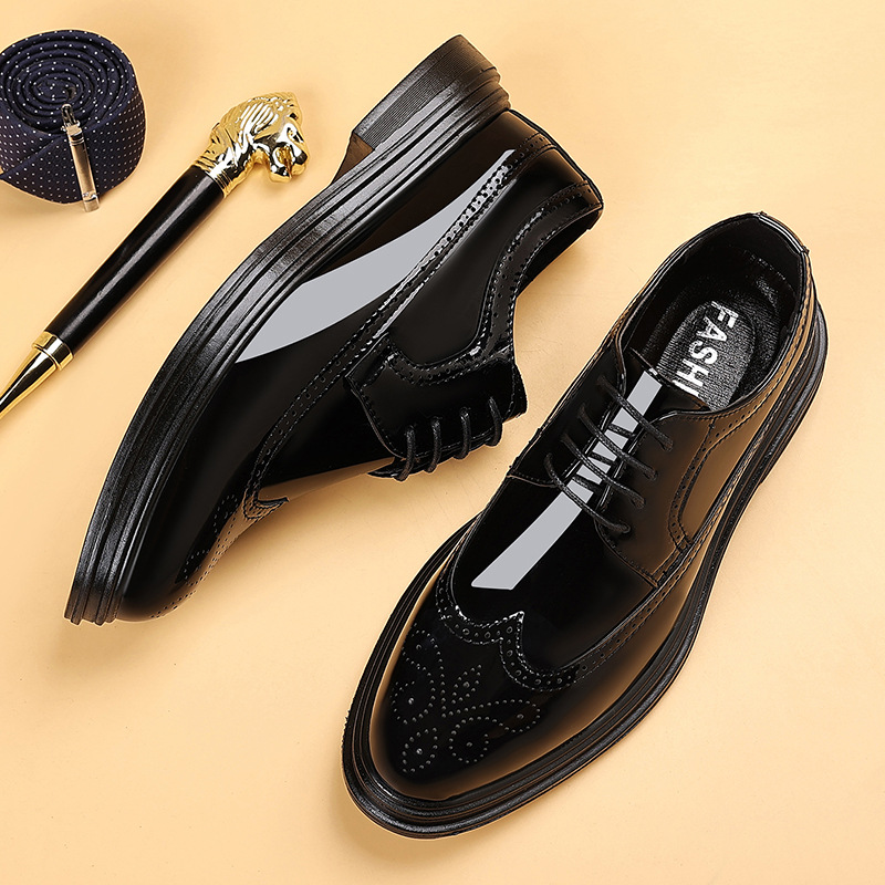 Men's Patent Leather Brogue Dr - Leather Work Oxfords 评论和价格