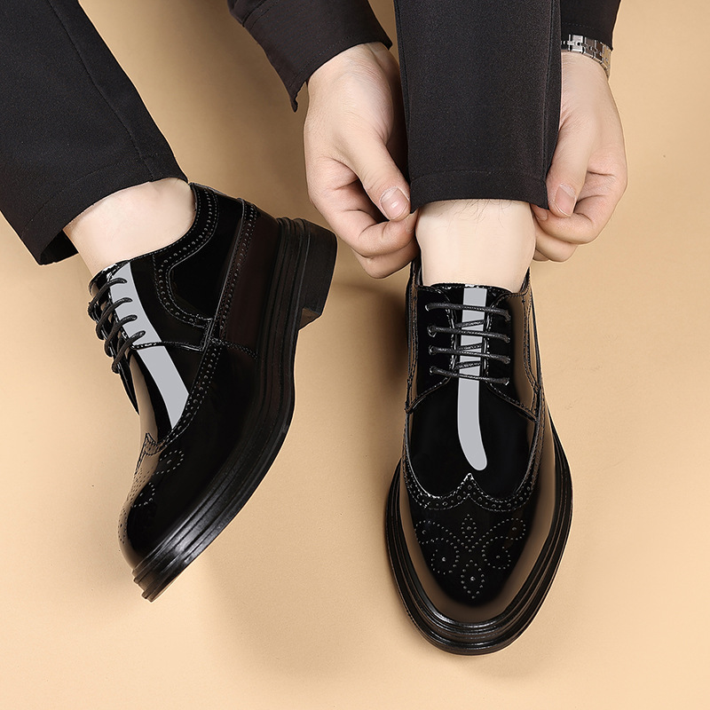 Men's Patent Leather Brogue Dr - Leather Work Oxfords 评论和价格