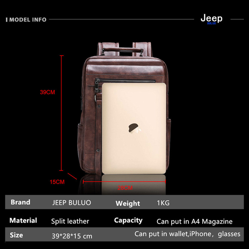 Jeep Buluo Men's Leather Backp - Leather Work Rucksack Mens 评论和价格