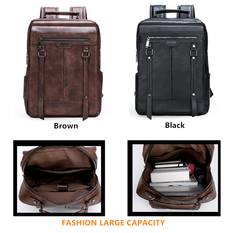 Jeep Buluo Men's Leather Backp - Leather Work Rucksack Mens 评论和价格