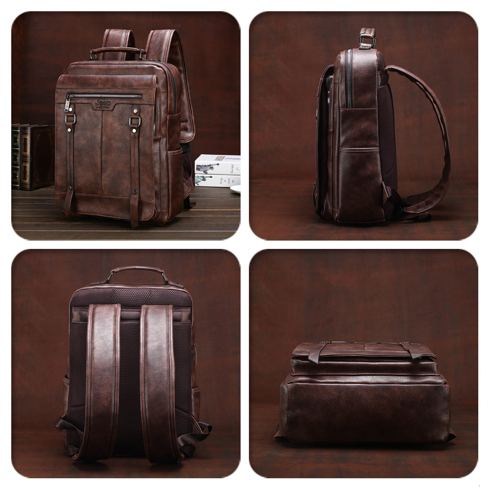 Jeep Buluo Men's Leather Backp - Leather Work Rucksack Mens 评论和价格