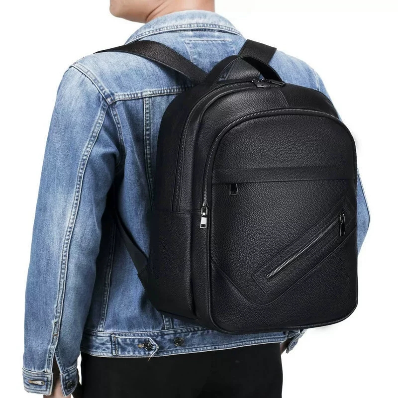 Black Genuine Leather Laptop B - Leather Work Rucksack Mens 评论和价格