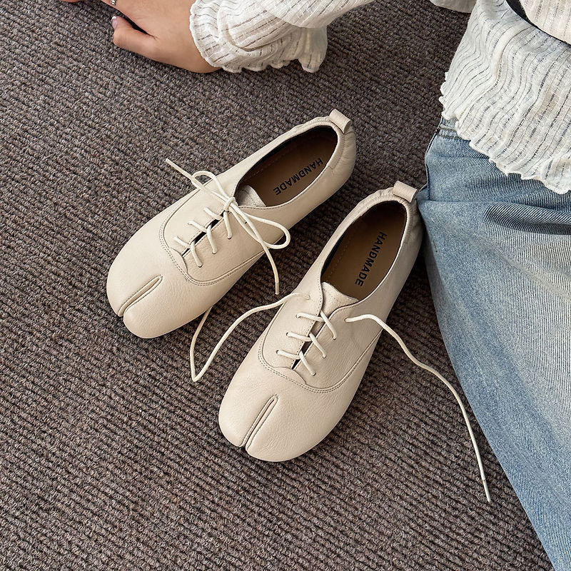 Genuine Leather Sheepskin Tabi - Leather Work Oxfords 评论和价格