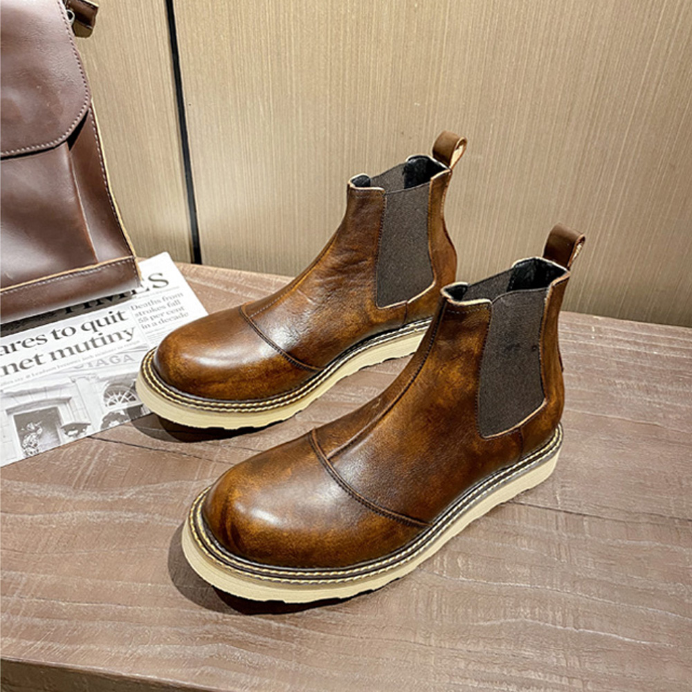 Retro Men's Genuine Leather Ch - Leather Work Oxfords 评论和价格