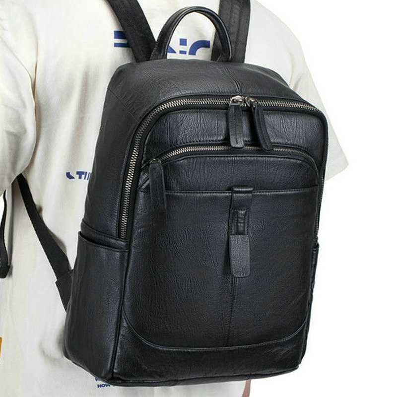Black Man Genuine Leather Back - Leather Work Rucksack Mens 评论和价格