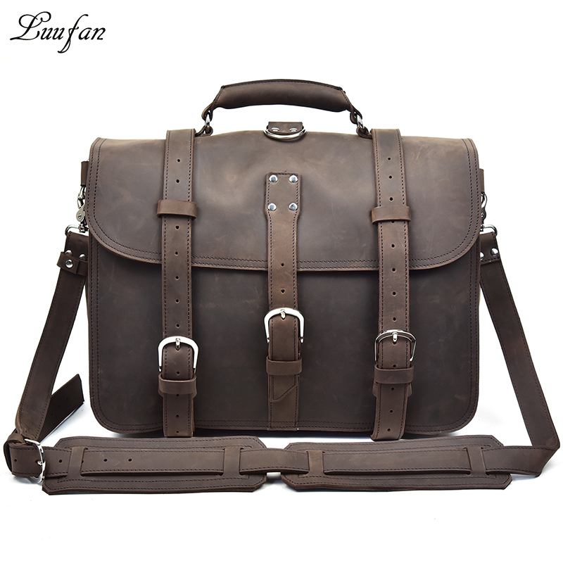 Men Thick Crazy Horse Leather  - Leather Work Rucksack Mens 评论和价格