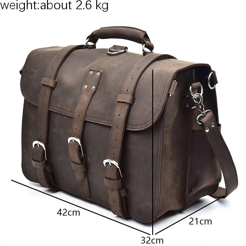 Men Thick Crazy Horse Leather  - Leather Work Rucksack Mens 评论和价格