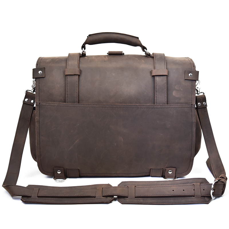 Men Thick Crazy Horse Leather  - Leather Work Rucksack Mens 评论和价格