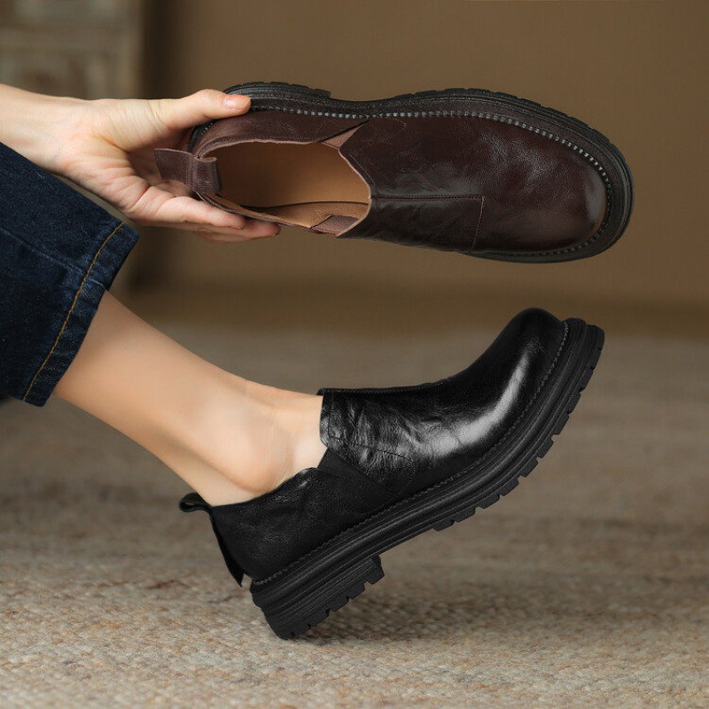 British Style Round Toe Genuin - Leather Work Oxfords 评论和价格