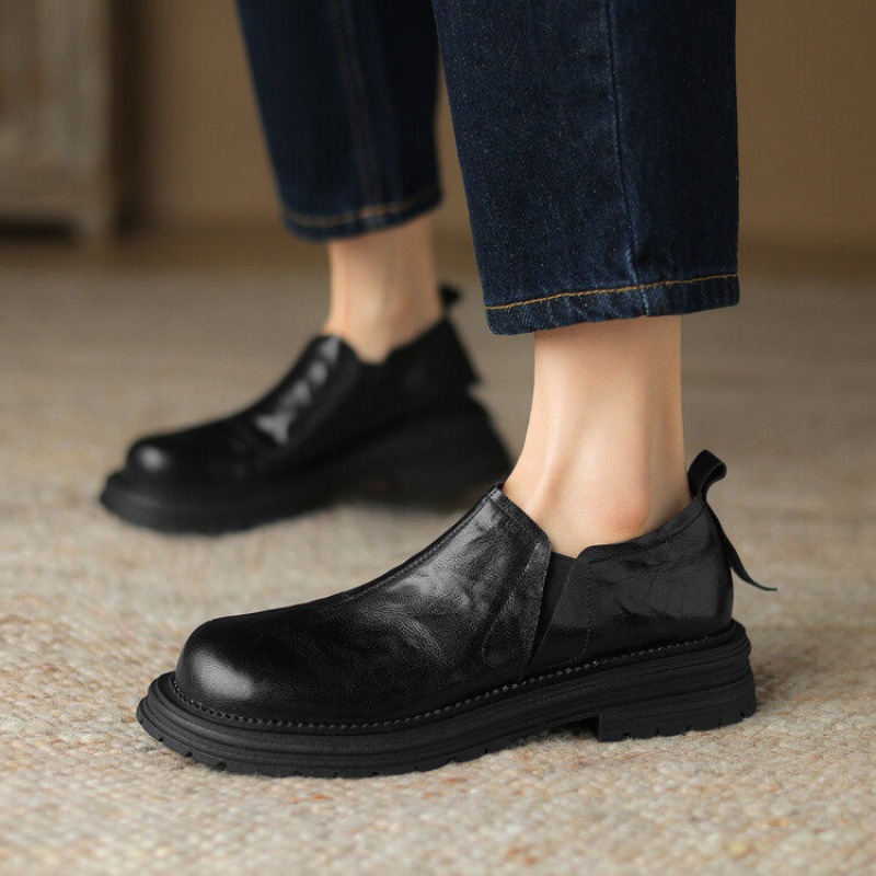 British Style Round Toe Genuin - Leather Work Oxfords 评论和价格