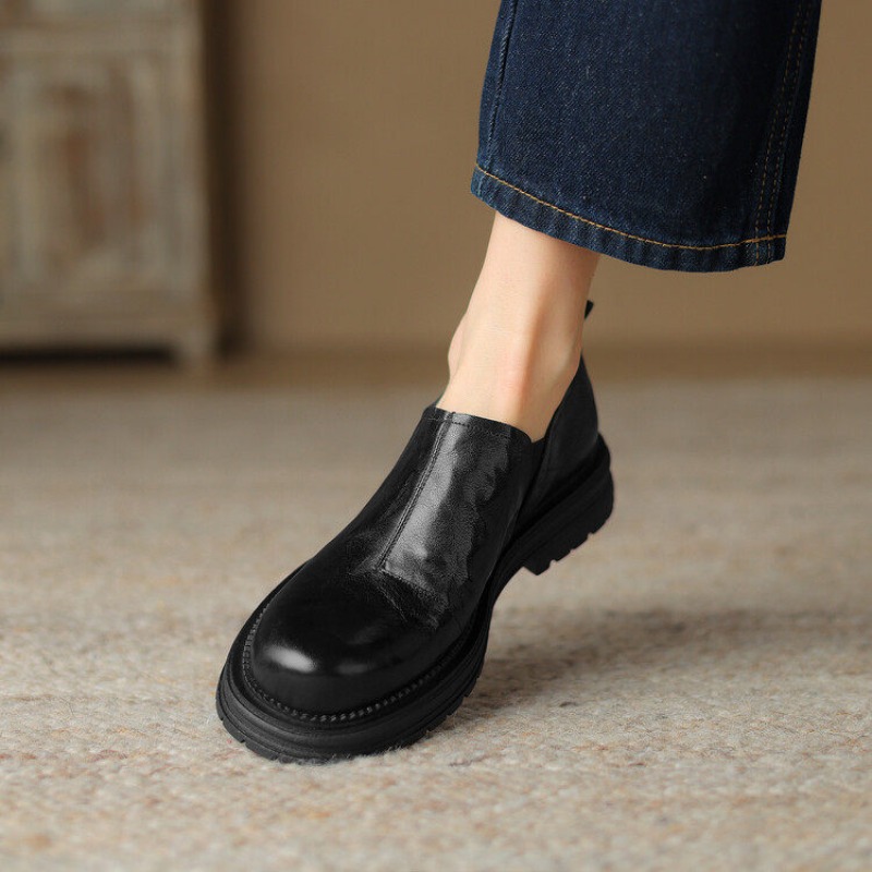 British Style Round Toe Genuin - Leather Work Oxfords 评论和价格